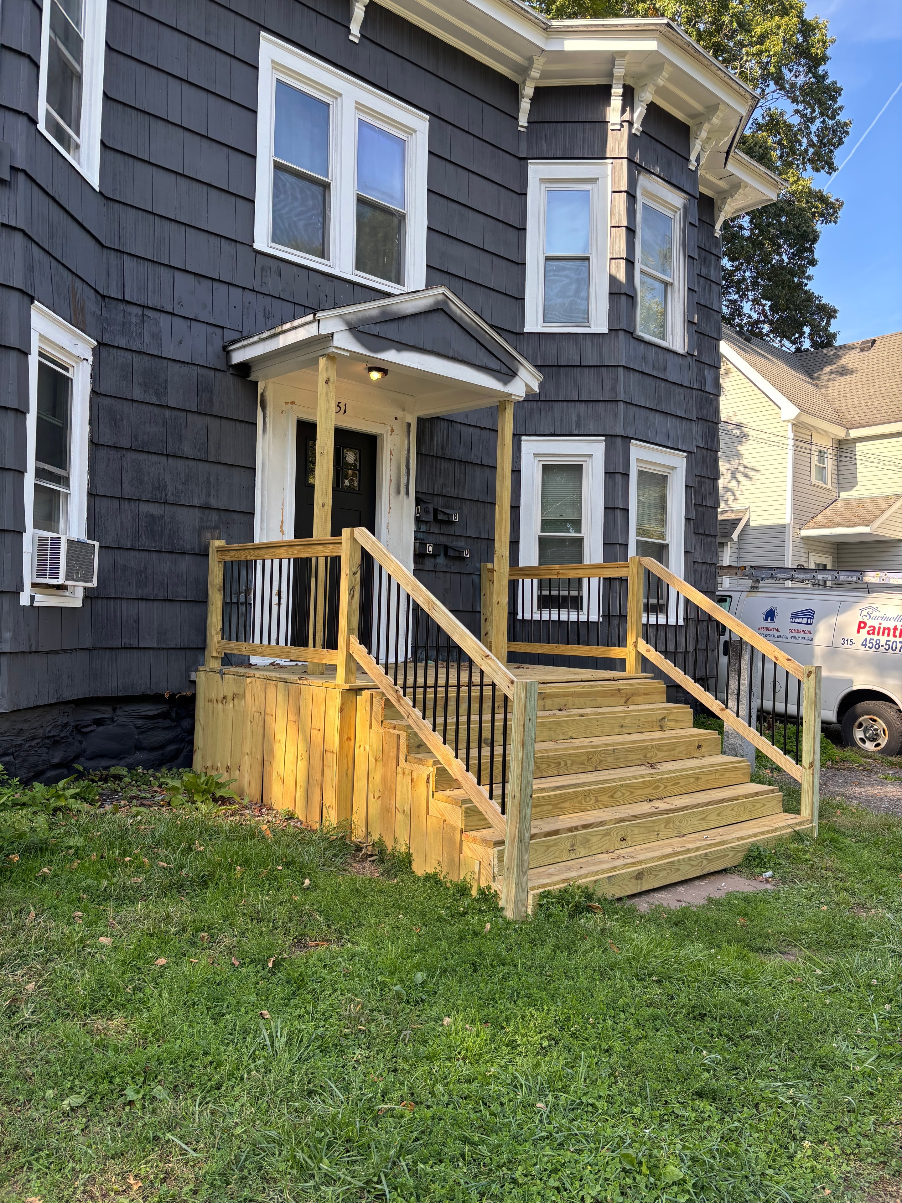 New front porch steps and railing build